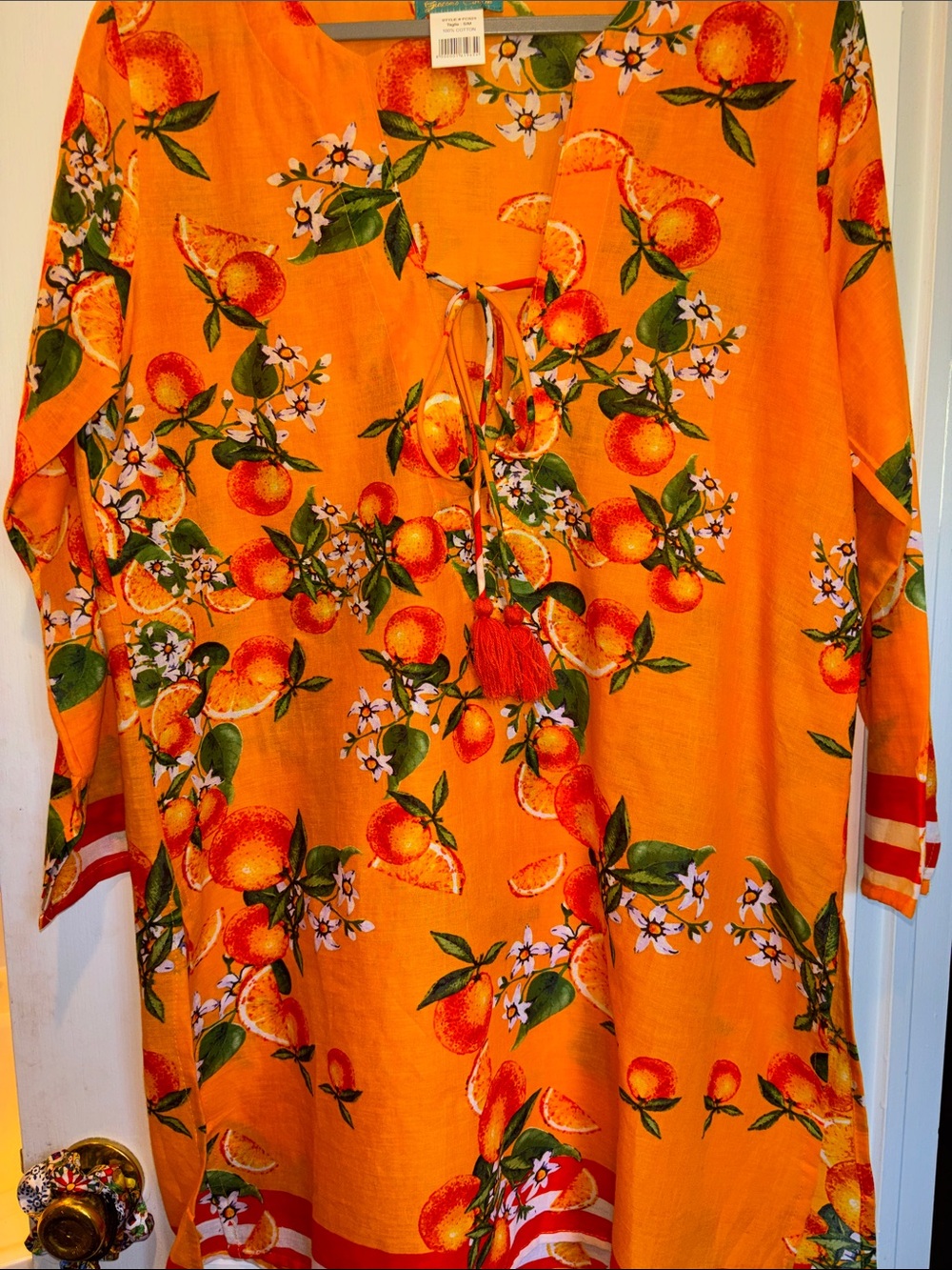 ANTICA SARTORIA MULTICOLORED ORANGE FRUIT PRINT COTTON DRESS  SIZE S/M